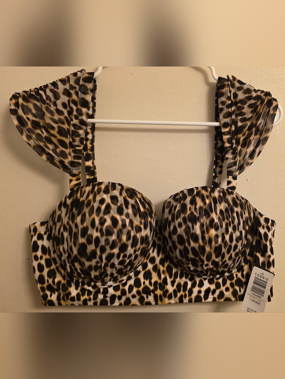 1 DD/DDDTorrid Leopard Print Longline Bikini Top - Black, Brown, Cream